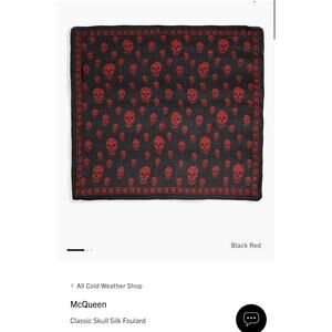 Authentic Alexander Mcqueen Classic Skull Silk Foulard Black/Red